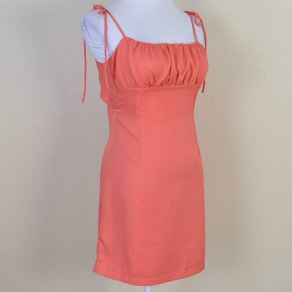 Hello Molly Tie Back Coral Mini Dress - XS - Picture 9 of 10
